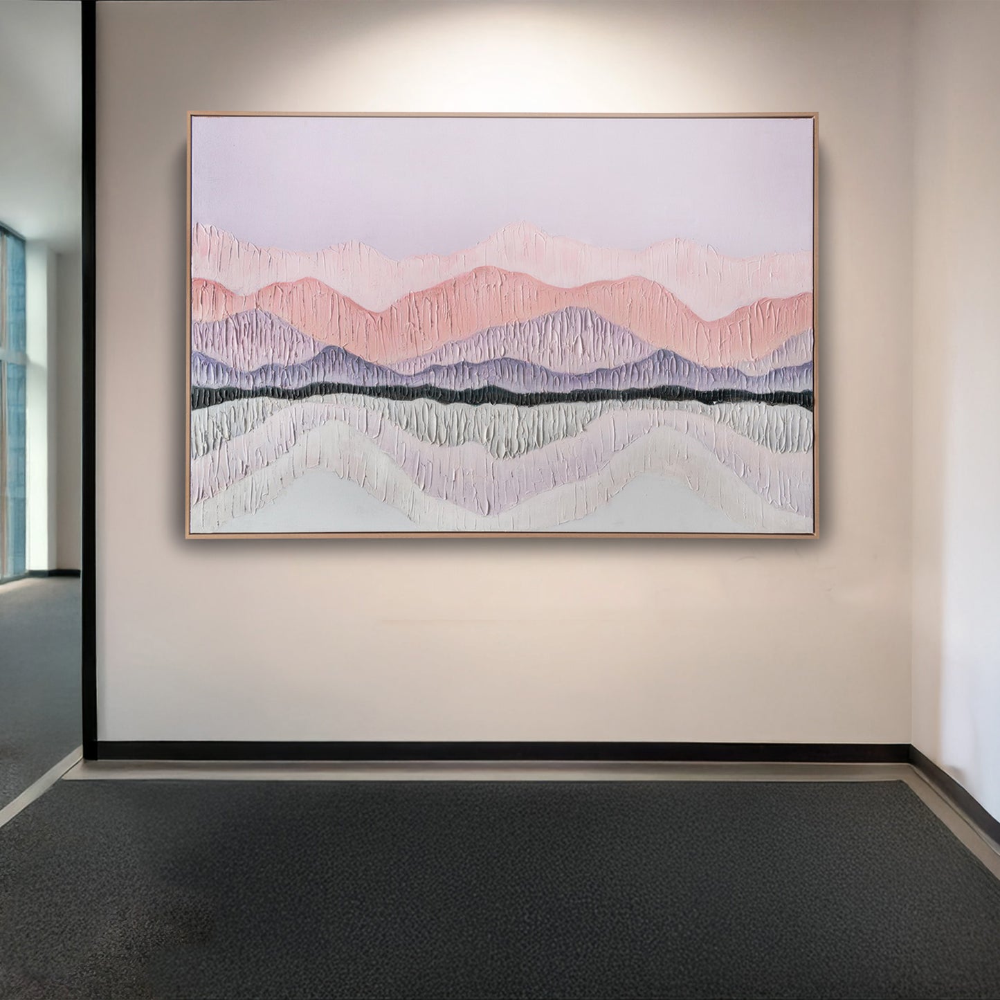 Urban Style Brushmarks Oil Painting Textured Pink Landscape