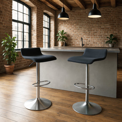 Urban Style Craig Bar Stools Gas Lift Chrome Black Pair