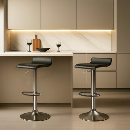 Urban Style Craig Bar Stools Gas Lift Chrome Black Pair