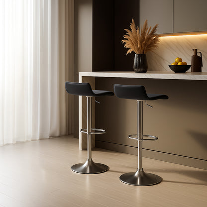 Urban Style Craig Bar Stools Gas Lift Chrome Black Pair