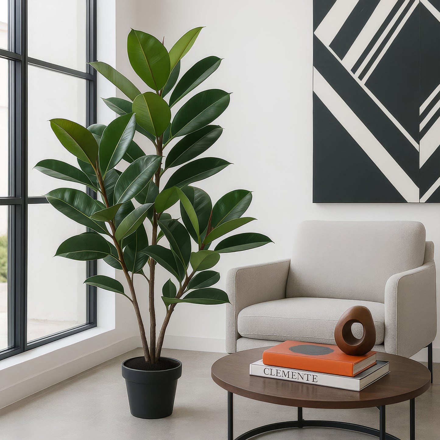 Urban Style Faux Real Rubber Plant – Lifelike Artificial Indoor Décor
