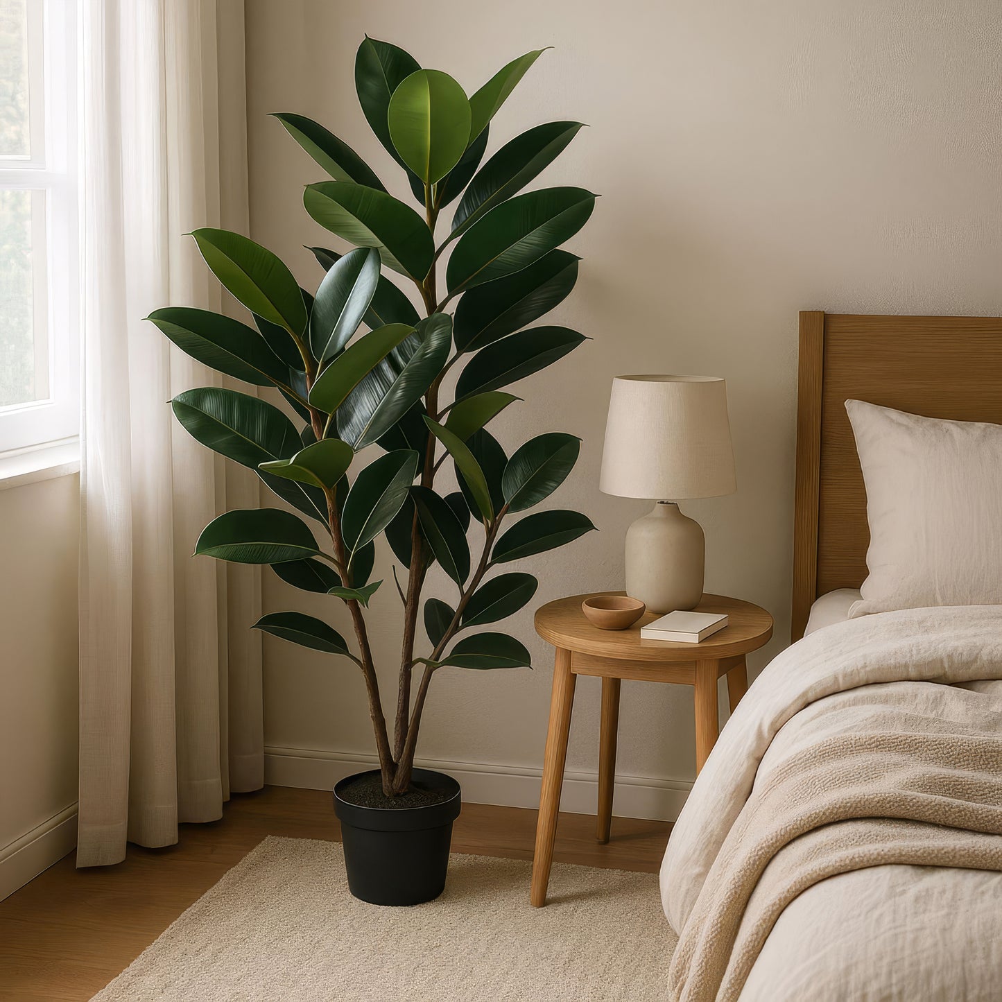 Urban Style Faux Real Rubber Plant – Lifelike Artificial Indoor Décor