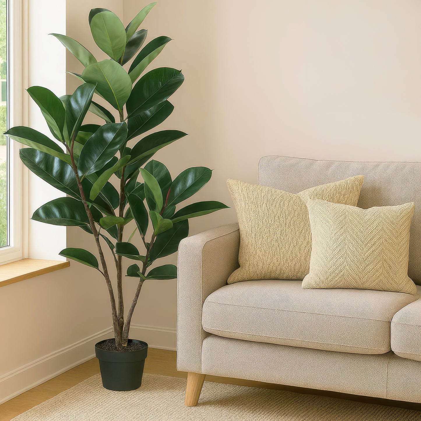 Urban Style Faux Real Rubber Plant – Lifelike Artificial Indoor Décor