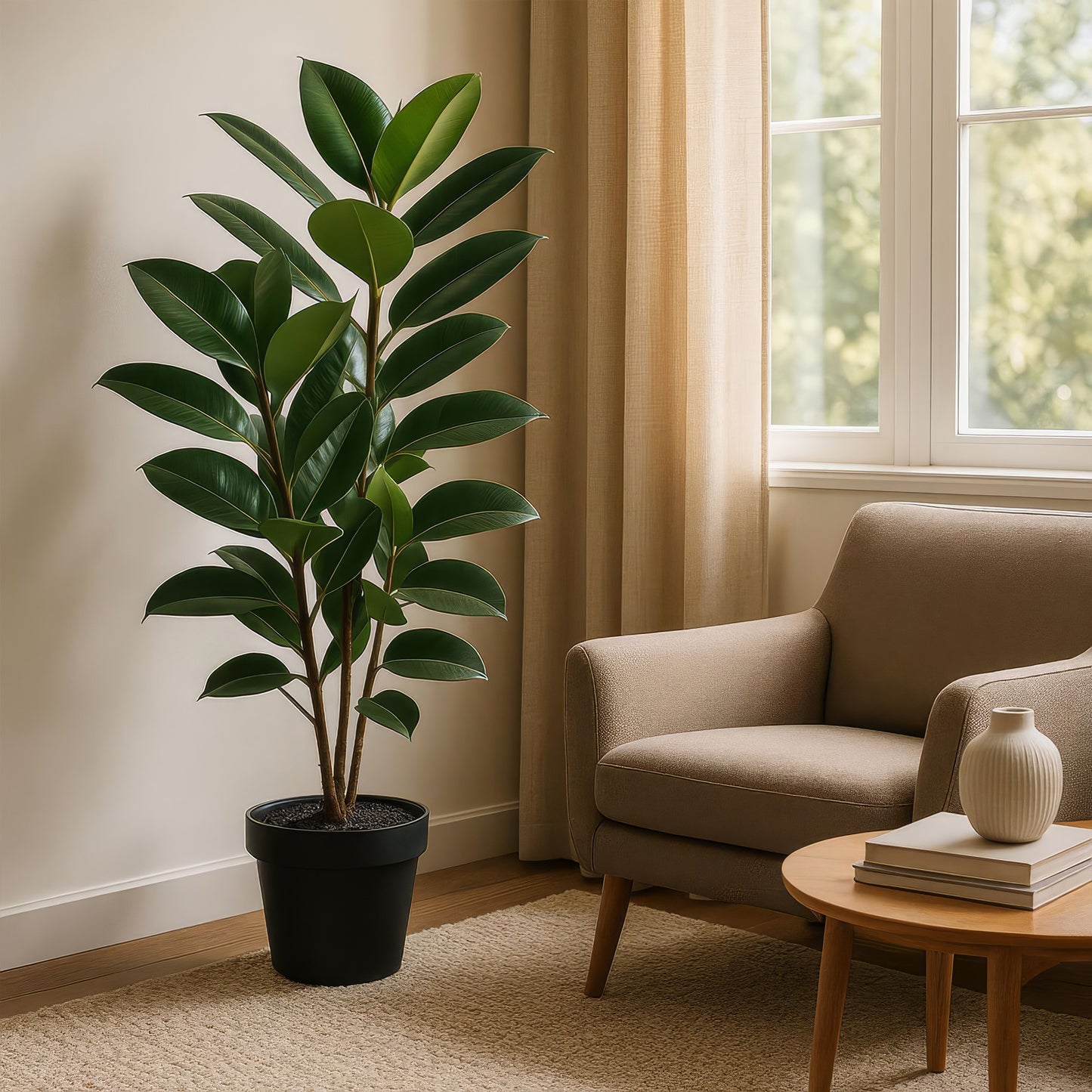 Urban Style Faux Real Rubber Plant – Lifelike Artificial Indoor Décor