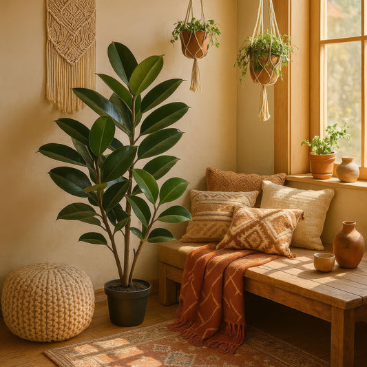 Urban Style Faux Real Rubber Plant – Lifelike Artificial Indoor Décor
