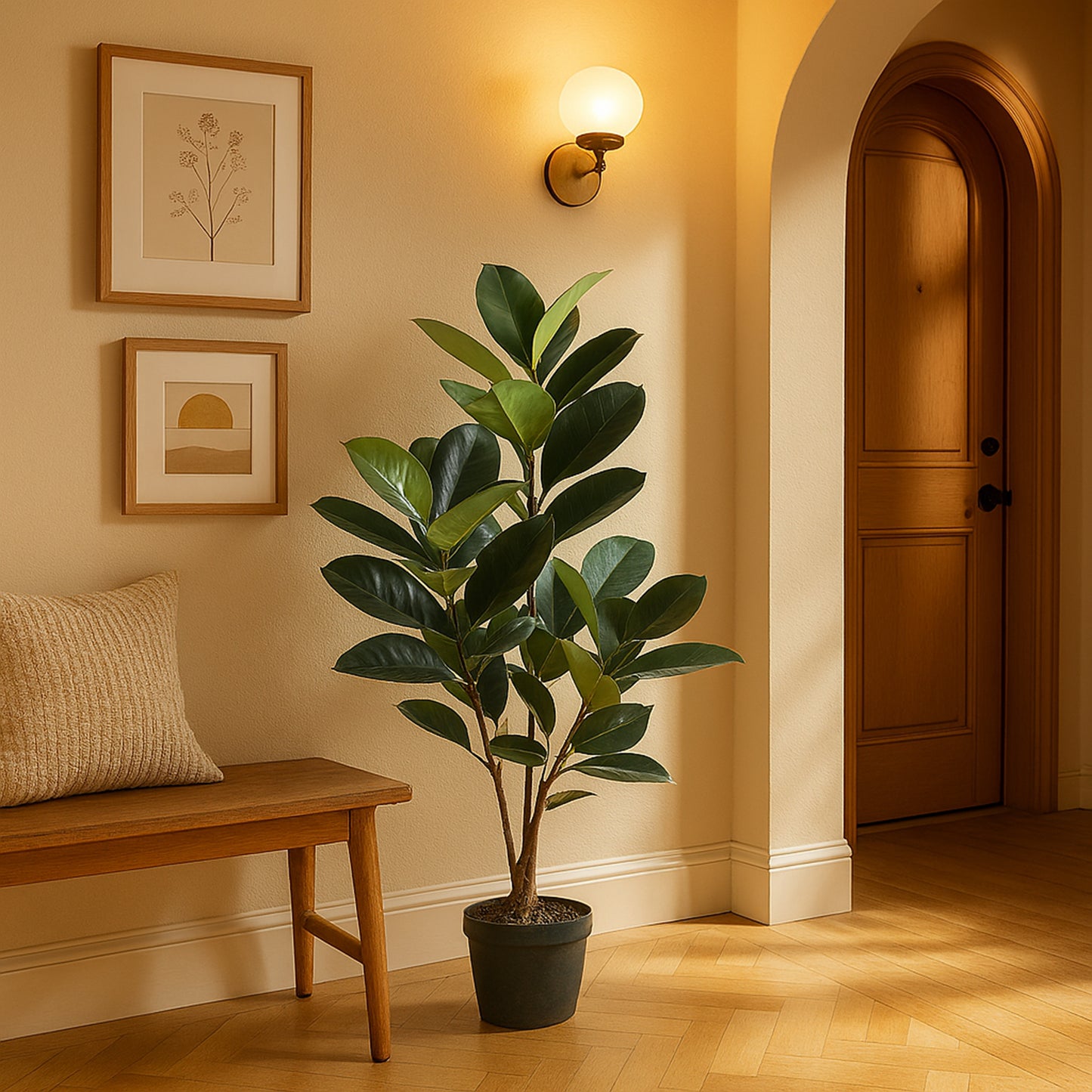 Urban Style Faux Real Rubber Plant – Lifelike Artificial Indoor Décor