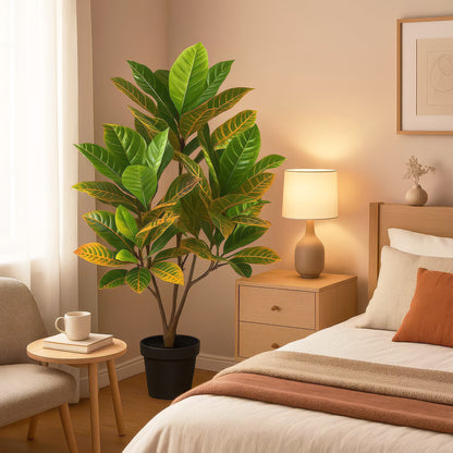 Urban Style Faux Real Green Croton Plant – Vibrant Indoor Foliage Accent