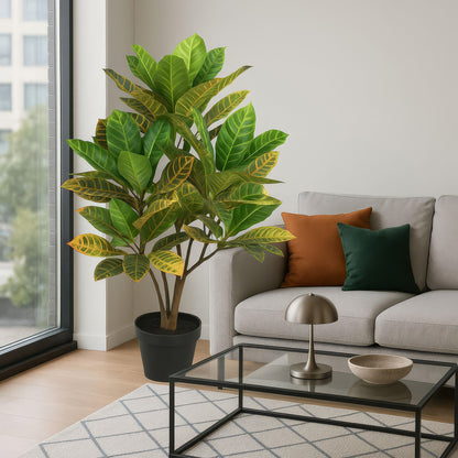 Urban Style Faux Real Green Croton Plant – Vibrant Indoor Foliage Accent