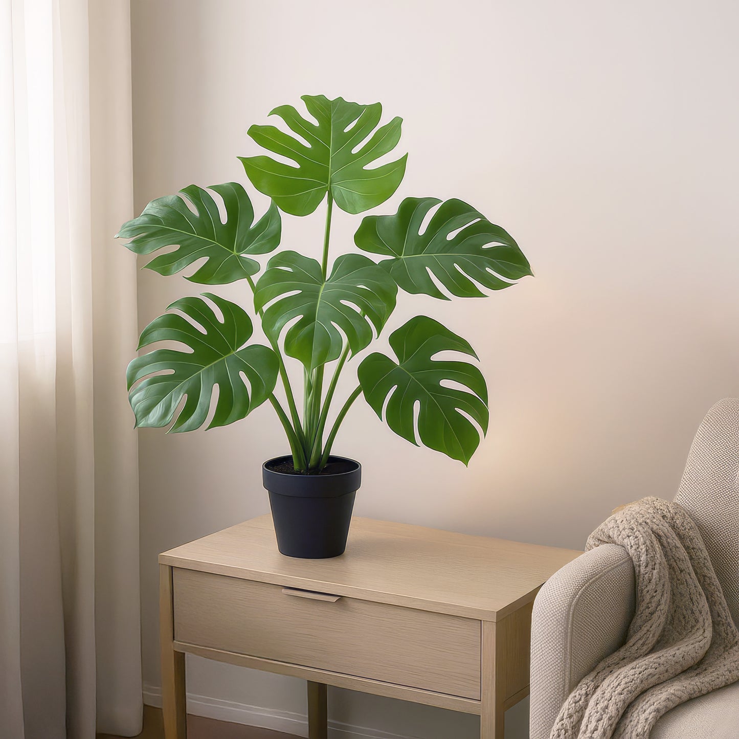 Urban Style Faux Real Monstera Plant – Lush Tropical Décor Accent