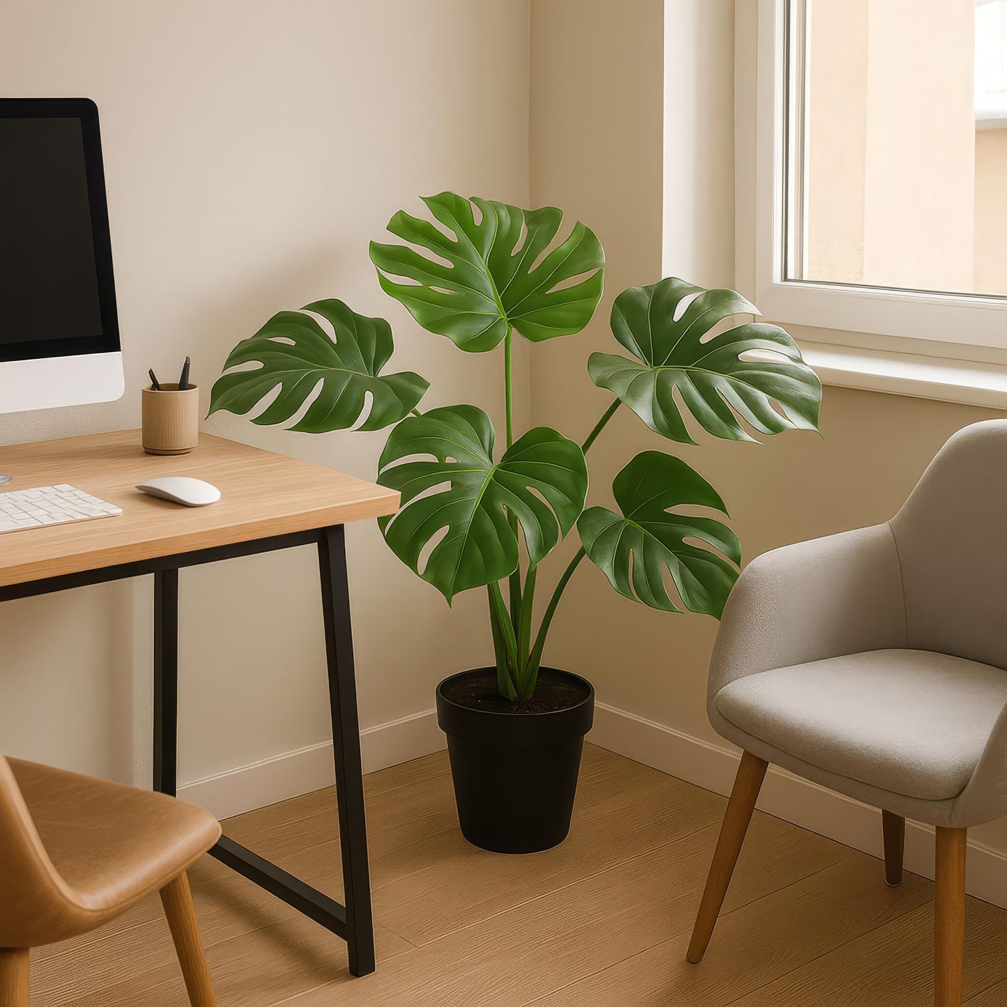 Urban Style Faux Real Monstera Plant – Lush Tropical Décor Accent