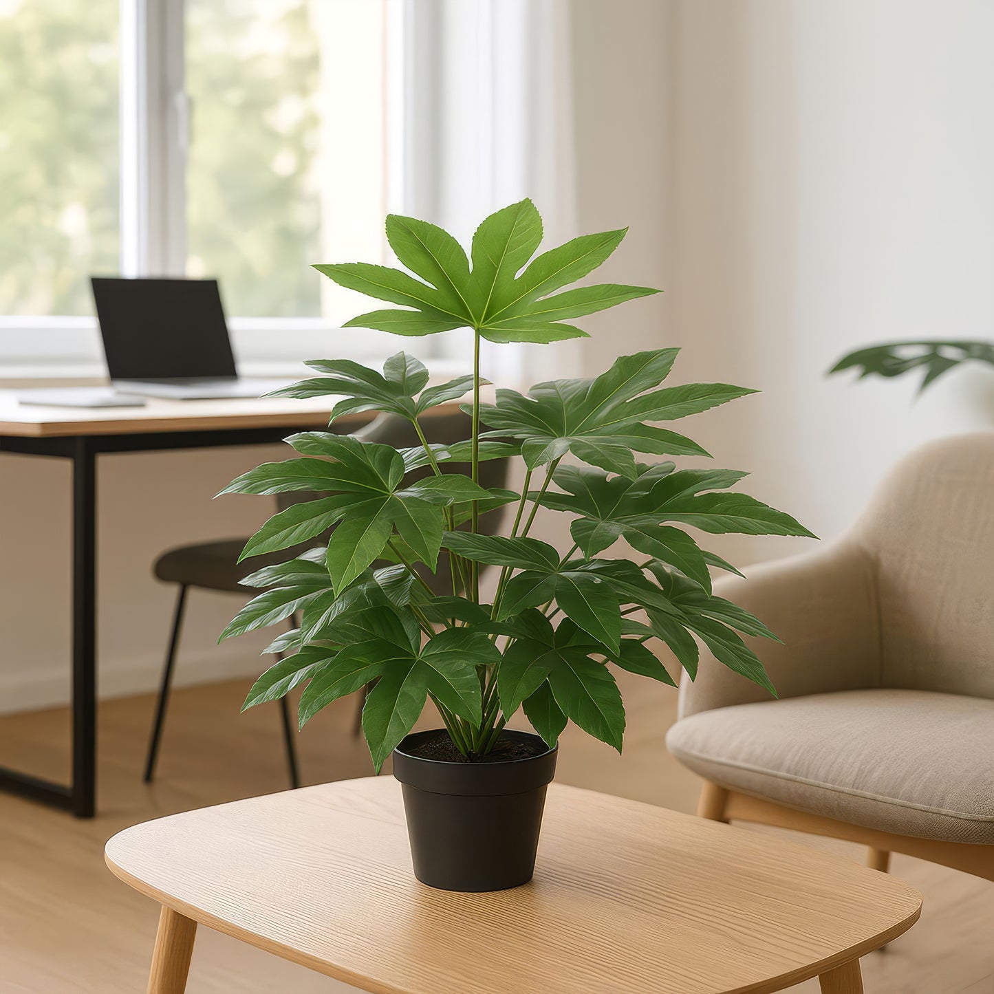 Urban Style Faux Real Fatsia Japonica Plant – Compact Tropical Leaf Display