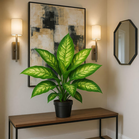 Urban Style Faux Real Dieffenbachia Plant – Lush Green Style Without the Fuss