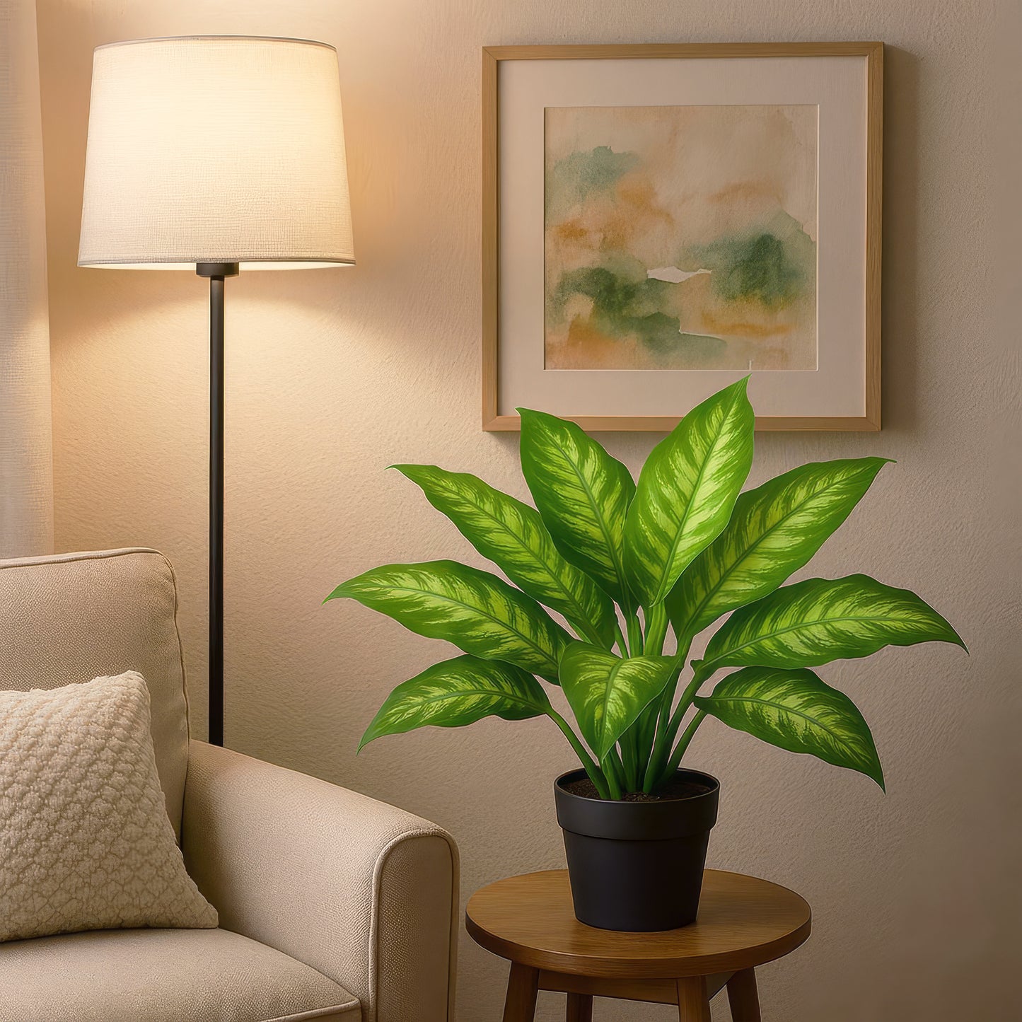 Urban Style Faux Real Dieffenbachia Plant – Lush Green Style Without the Fuss