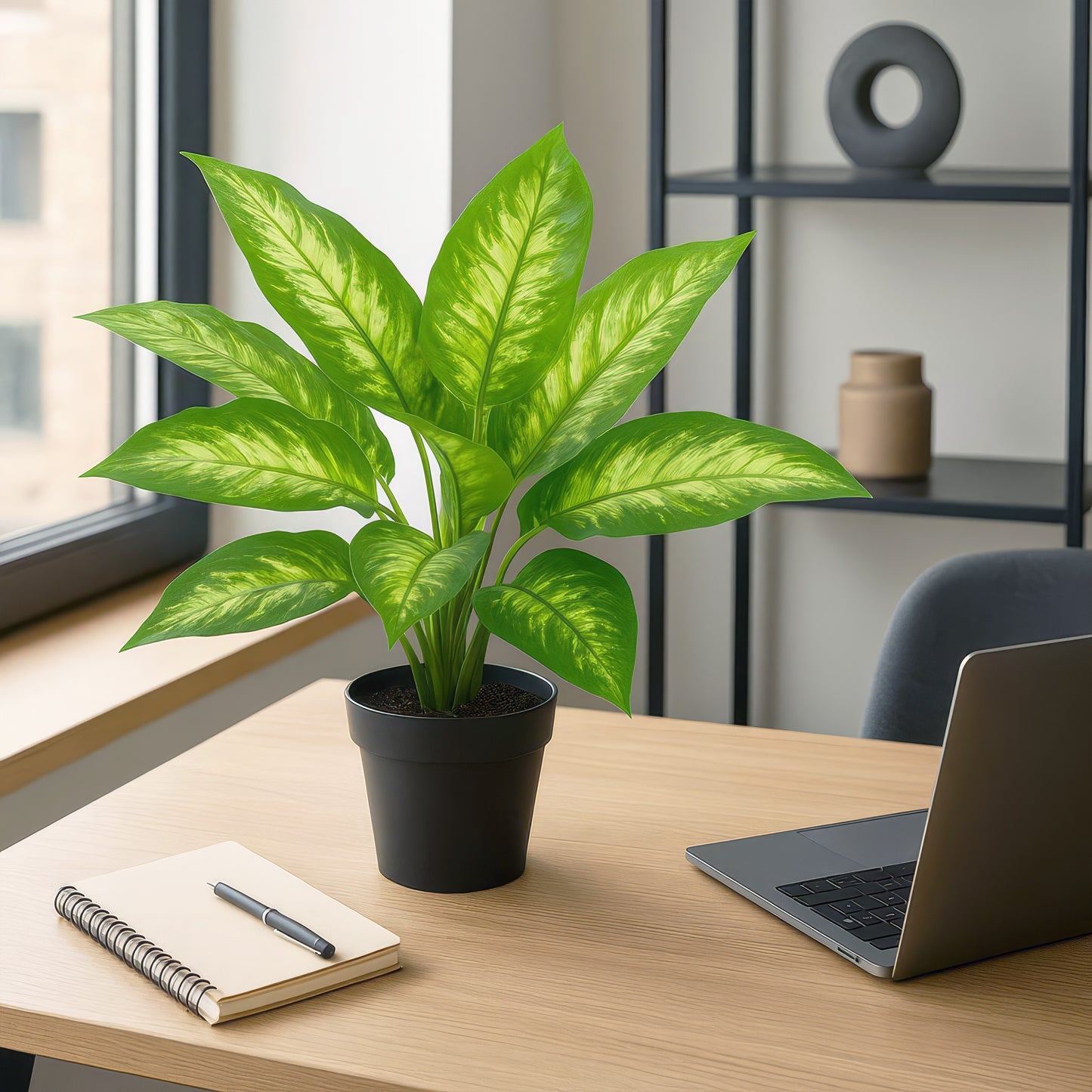 Urban Style Faux Real Dieffenbachia Plant – Lush Green Style Without the Fuss