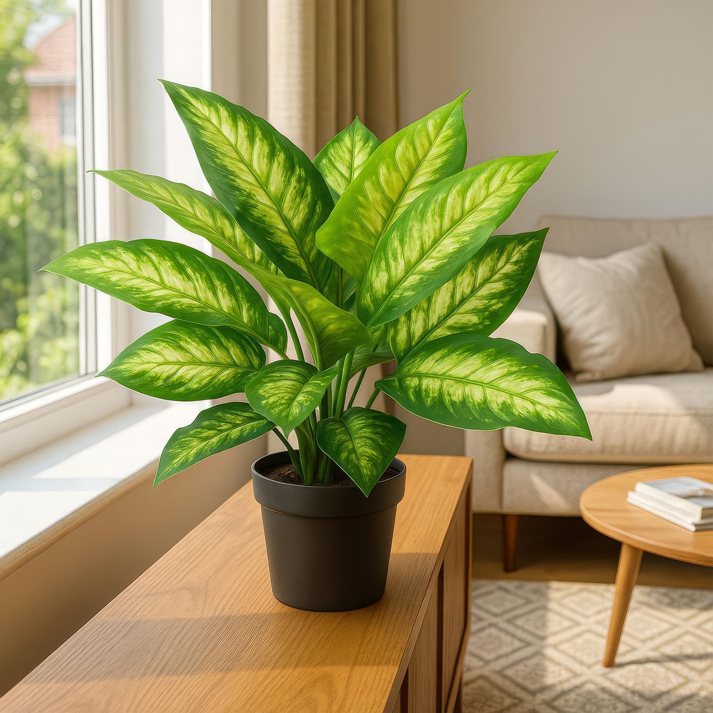Urban Style Faux Real Dieffenbachia Plant – Lush Green Style Without the Fuss