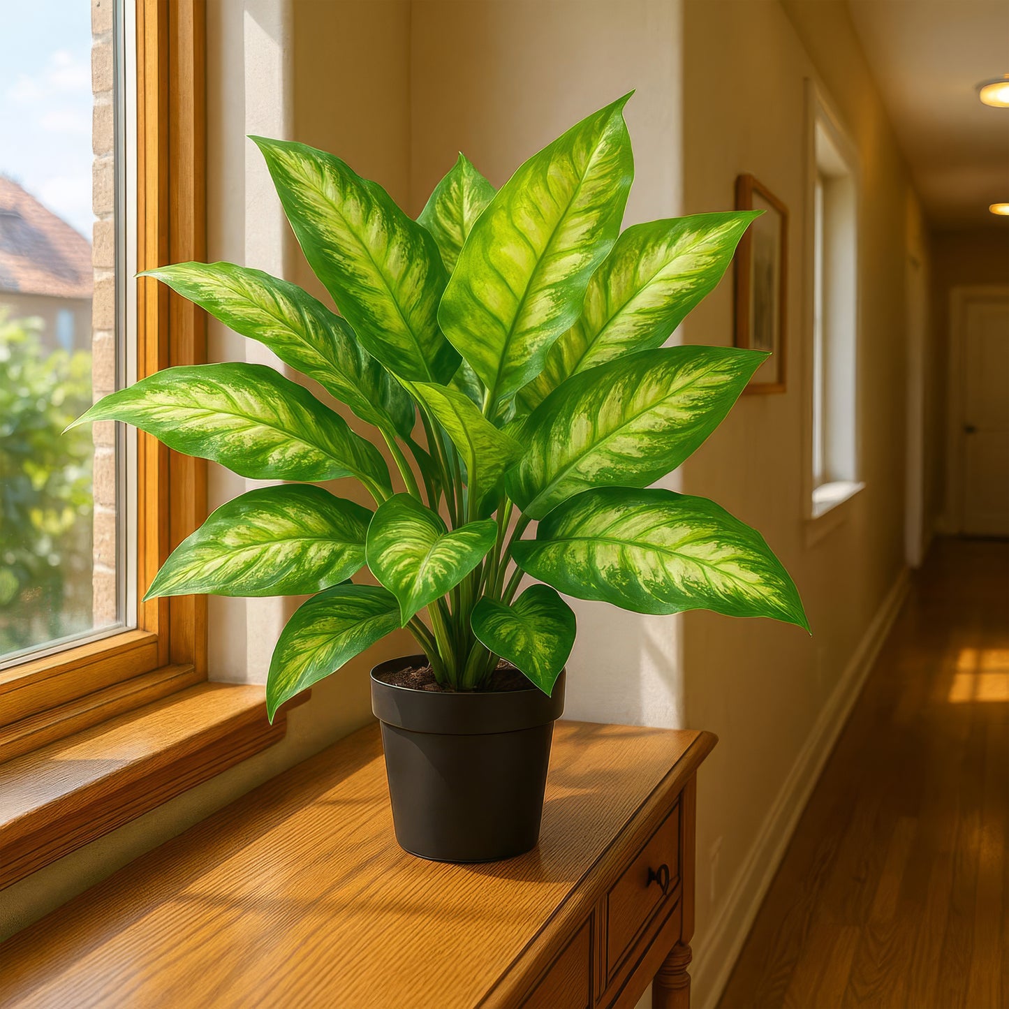 Urban Style Faux Real Dieffenbachia Plant – Lush Green Style Without the Fuss