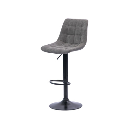 Urban Style Harry Bar Stools Gas Lift Black Metal Grey PU Pair