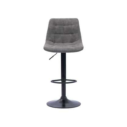 Urban Style Harry Bar Stools Gas Lift Black Metal Grey PU Pair