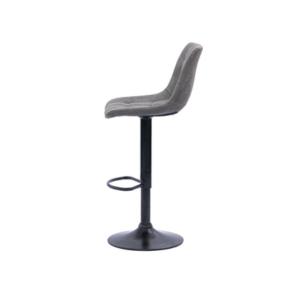 Urban Style Harry Bar Stools Gas Lift Black Metal Grey PU Pair