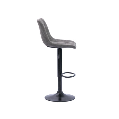 Urban Style Harry Bar Stools Gas Lift Black Metal Grey PU Pair