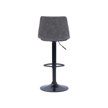 Urban Style Harry Bar Stools Gas Lift Black Metal Grey PU Pair