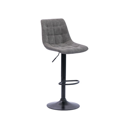 Urban Style Harry Bar Stools Gas Lift Black Metal Grey PU Pair