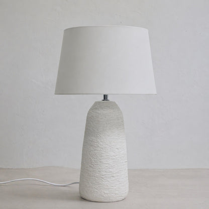Urban Style Electra Textured Ceramic Table Lamp with Linen Shade – White 47cm