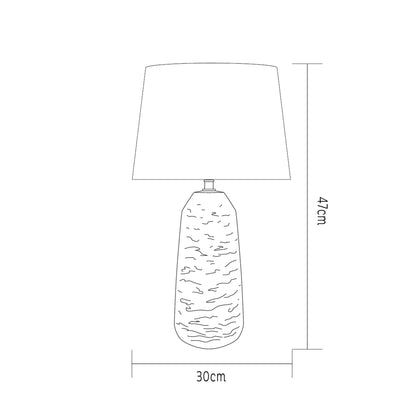 Urban Style Electra Textured Ceramic Table Lamp with Linen Shade – White 47cm