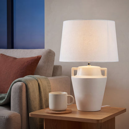 Urban Style Alcyone Ceramic Table Lamp – Cream 40cm | Modern Bedside & Living Room Lamp