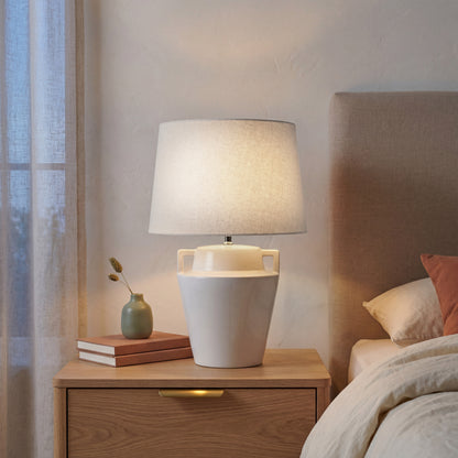 Urban Style Alcyone Ceramic Table Lamp – Cream 40cm | Modern Bedside & Living Room Lamp