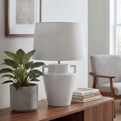 Urban Style Alcyone Ceramic Table Lamp – Cream 40cm | Modern Bedside & Living Room Lamp
