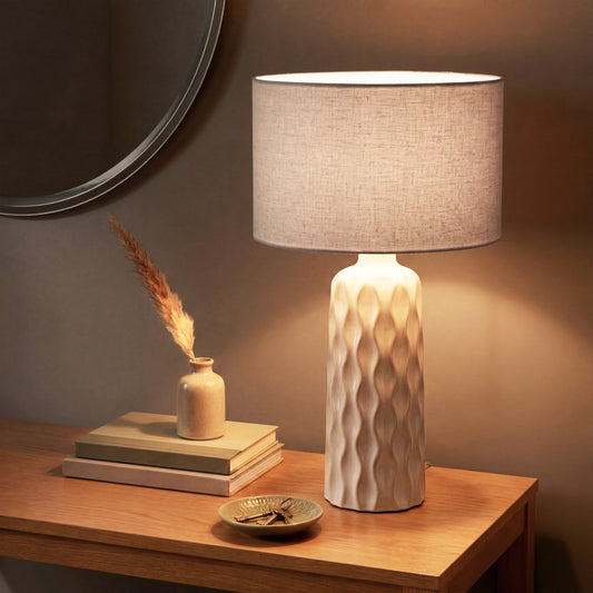 Urban Style Asterope Ceramic Table Lamp – Cream 59cm