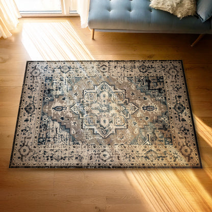 Urban Style Bazaar Printed Microfibre Rug – Blue | 160 x 240cm