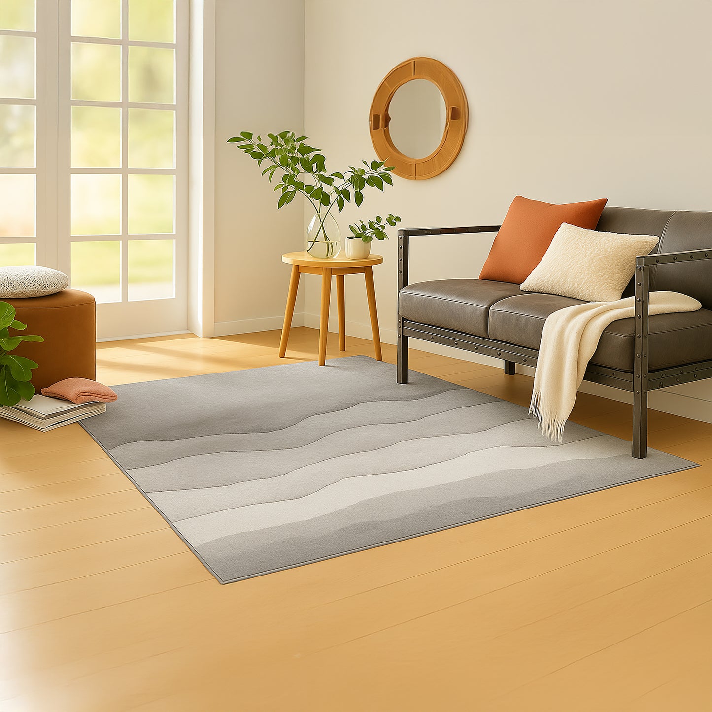 Urban Style Abstract Printed Microfibre Rug – Grey | 160 x 240cm
