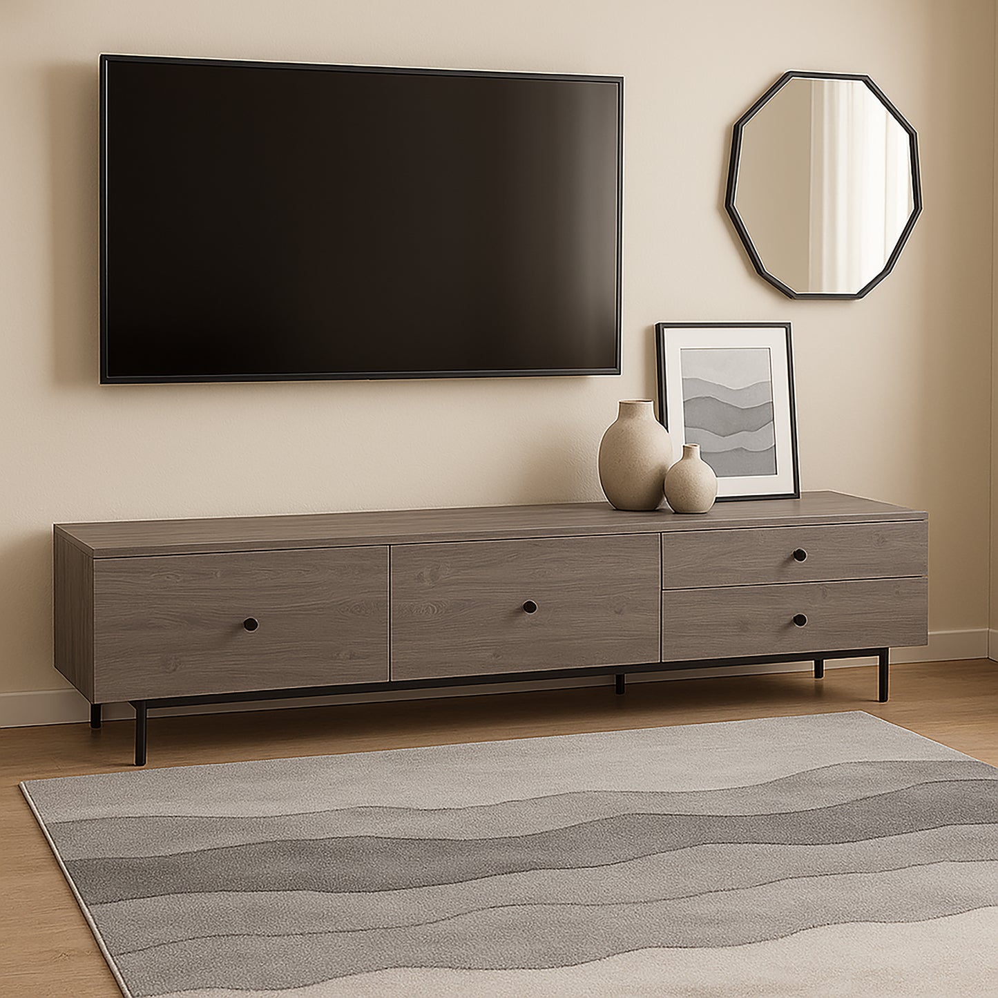 Urban Style Abstract Printed Microfibre Rug – Grey | 160 x 240cm