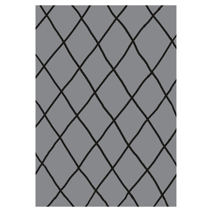Urban Style Geometric Printed Microfibre Rug – Grey/Black | 160 x 240cm