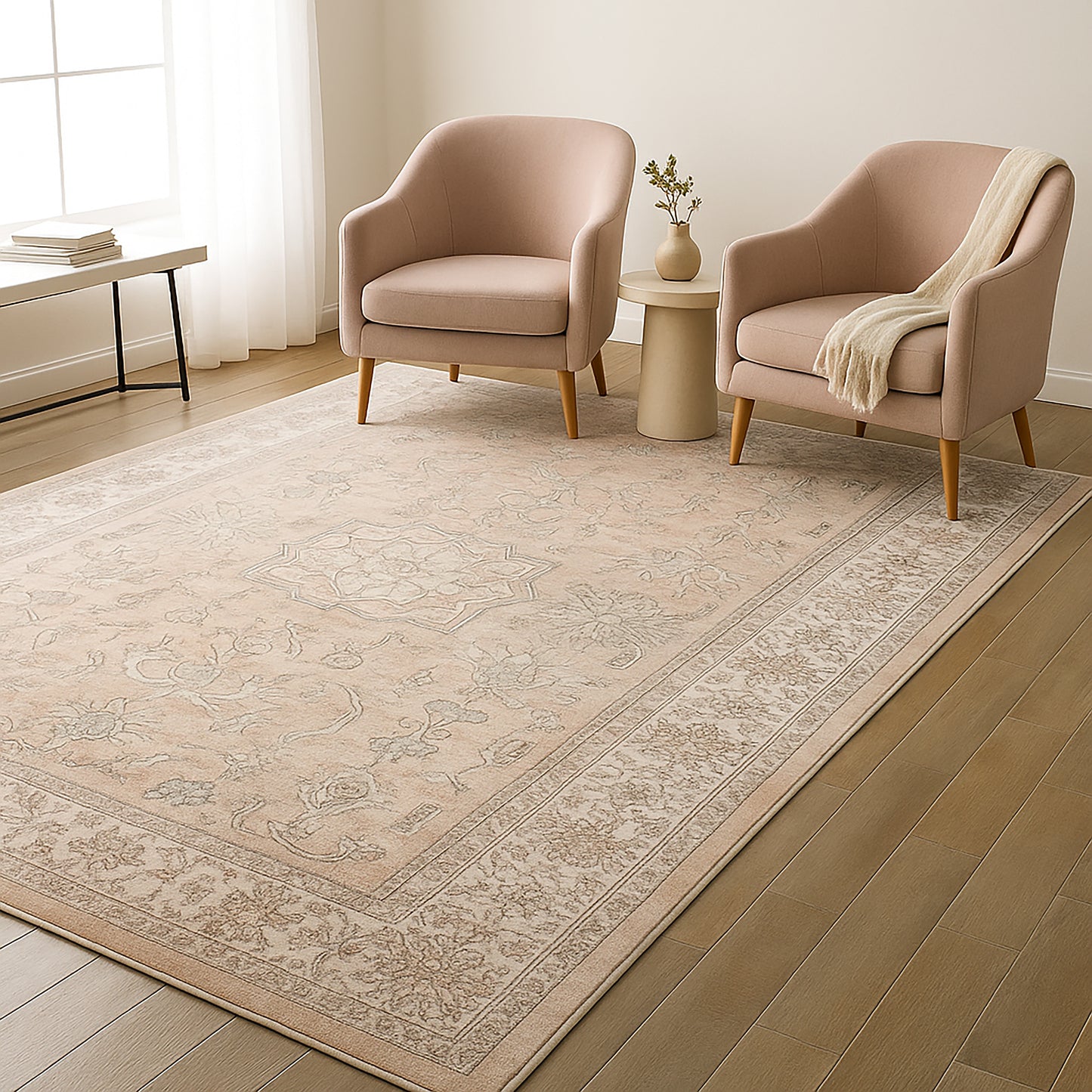 Urban Style Bazaar Printed Microfibre Rug – Peach | 160 x 240cm