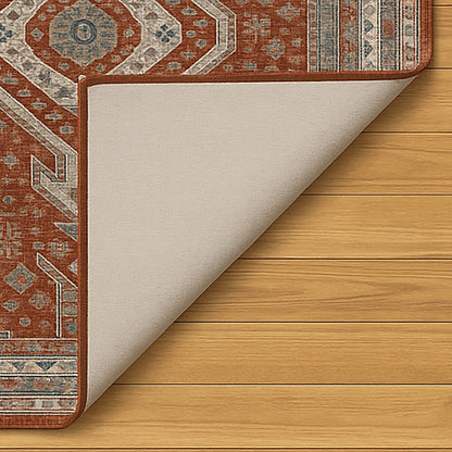 Urban Style Bazaar Printed Microfibre Rug – Rust | 160 x 240cm