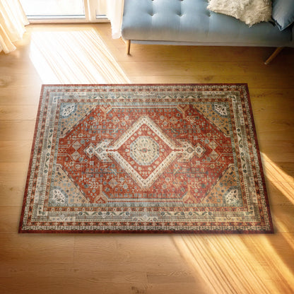 Urban Style Bazaar Printed Microfibre Rug – Rust | 160 x 240cm