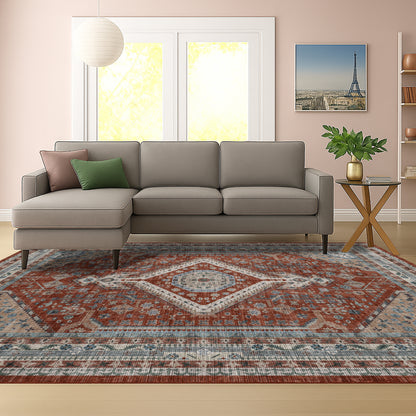 Urban Style Bazaar Printed Microfibre Rug – Rust | 160 x 240cm