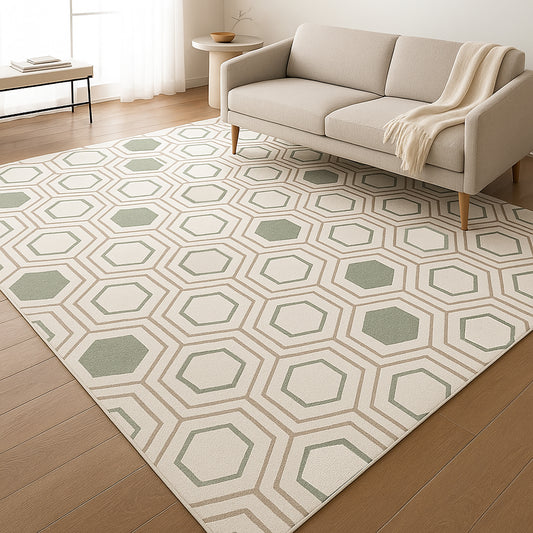 Urban Style Geometric Printed Microfibre Rug – Pastel Hexagons | 160 x 240cm