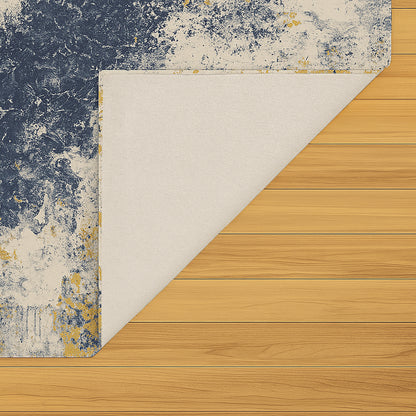 Urban Style Abstract Printed Microfibre Rug – Blue & Yellow – 160 x 240cm
