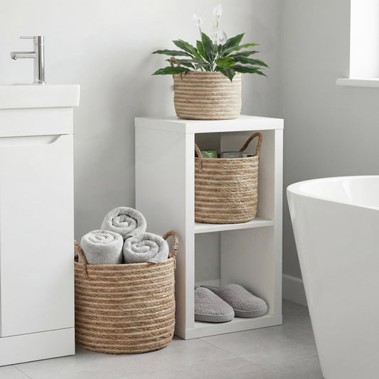 DAISY Set of 3 Woven Baskets – Handmade Natural Décor Storage