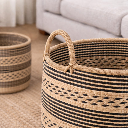 POPPY Set of 3 Seagrass Woven Baskets – Handmade Natural Décor Storage