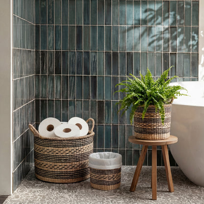 POPPY Set of 3 Seagrass Woven Baskets – Handmade Natural Décor Storage