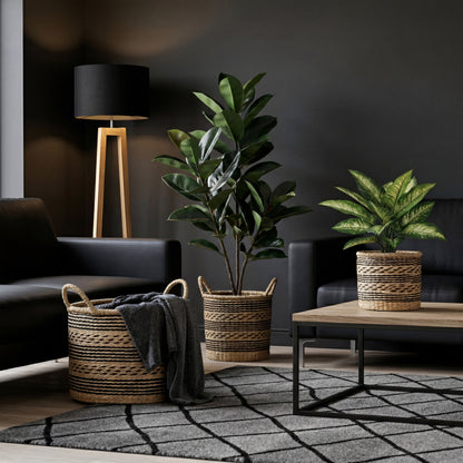 POPPY Set of 3 Seagrass Woven Baskets – Handmade Natural Décor Storage