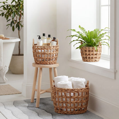 Freesia Handwoven Water Hyacinth Basket Set (3 Piece)