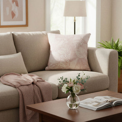 Urban Style Decorative Pink Leaves Lounge Cushion - 45 x 45cm