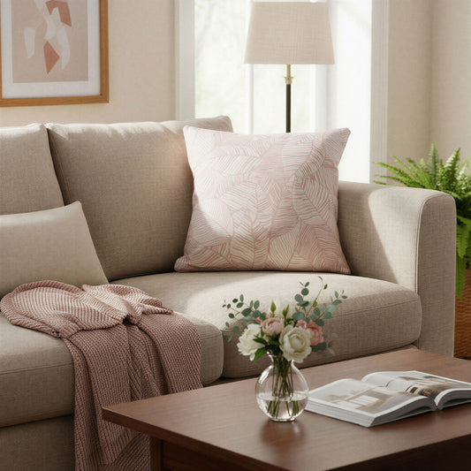 Urban Style Decorative Pink Leaves Lounge Cushion - 45 x 45cm