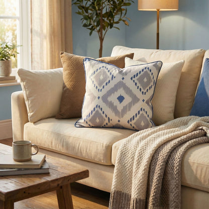 Urban Style Cushion - Decorative Blue Diamonds 45 x 45cm